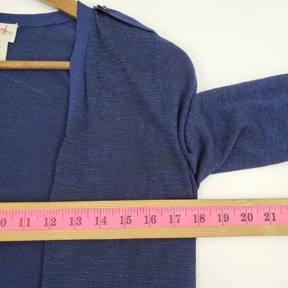 Chicos Womens S Blue Open Front Cardigan Sweater Long Sleeve Pockets - Picture 12 of 13